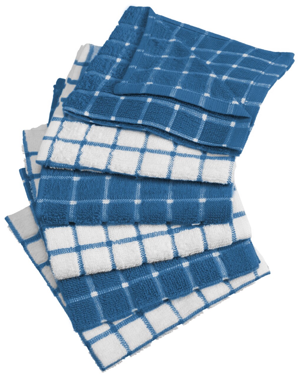 Contemporary Home Living Windowpane Microfiber Cotton Dishcloths - 12" - Cobalt Blue and White - Set of 6